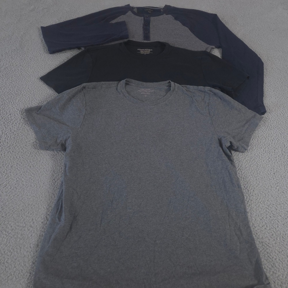 LOT OF 3 Banana Republic Shirt Mens‎ XL/ XL Tall Luxe Touch Pima Cotton Henley